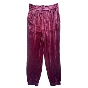 BALTIC BORN Velvet Jogger Pants Burgundy Elastic‎ Waist Size S